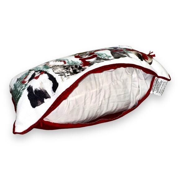 Holiday Santa Winter Cats Embroidered Pillow Loving Kindness 24"x14" - Picture 5 of 5